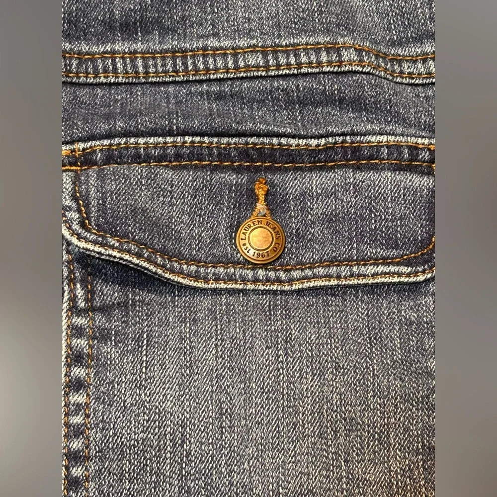 Vintage Y2K Lauren Jeans Co Ralph Lauren Denim Zip‎ Front Stretch Jean Jacket 2X - Picture 6 of 13